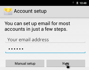 Android set email password