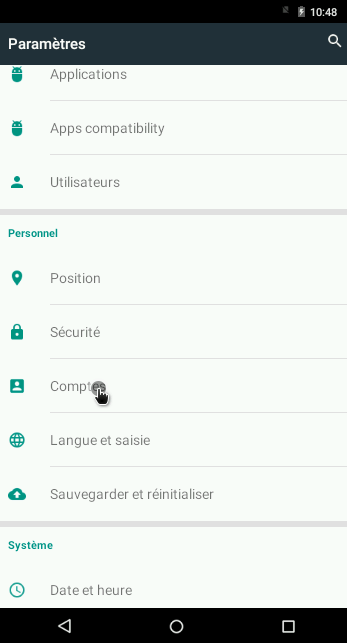 Paramètres Android