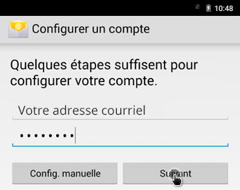 Android mot de passe courriel