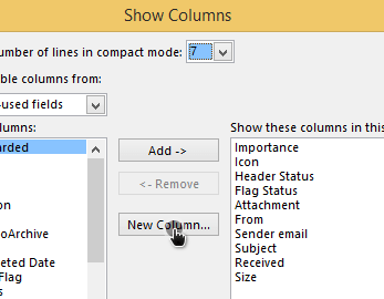 Outlook add a column